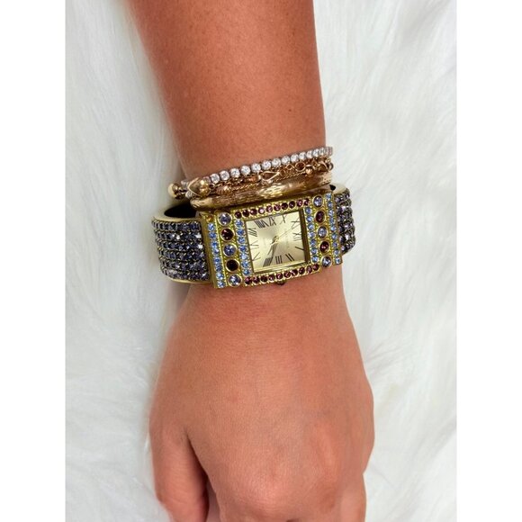 Heidi Daus Purple Stones Band Cuff Watch - Picture 9 of 9